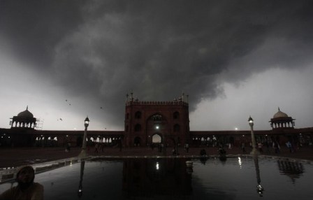 Jama Mosque as monsoon clouds burst over New Delhi