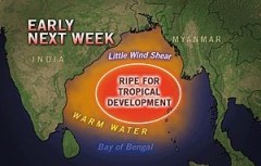 Expected tropical depression in Bay of Bengal