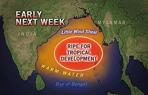 Expected tropical depression in Bay of Bengal