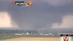 A TV Channel shows the approaching tornado