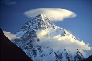 Lenticular cloud over K2 Mountain in Pakistan