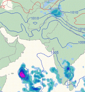 CMC shows a weather system near Oman